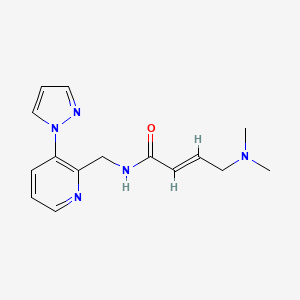 molecular formula C15H19N5O B2719956 (E)-4-(Dimethylamino)-N-[(3-pyrazol-1-ylpyridin-2-yl)methyl]but-2-enamide CAS No. 2411337-08-9