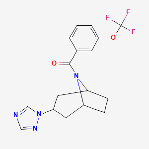 molecular formula C17H17F3N4O2 B2719957 ((1R,5S)-3-(1H-1,2,4-triazol-1-yl)-8-azabicyclo[3.2.1]octan-8-yl)(3-(trifluoromethoxy)phenyl)methanone CAS No. 2177060-29-4