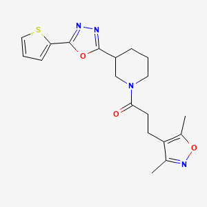 3-(3,5-Dimethylisoxazol-4-yl)-1-(3-(5-(thiophen-2-yl)-1,3,4-oxadiazol-2-yl)piperidin-1-yl)propan-1-one