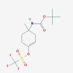 molecular formula C13H20F3NO5S B2719970 4-((tert-Butoxycarbonyl)amino)-4-methylcyclohex-1-en-1-yl trifluoromethanesulfonate CAS No. 2138510-40-2