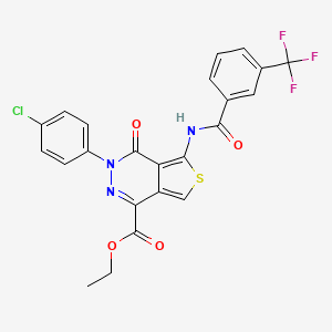 molecular formula C23H15ClF3N3O4S B2719977 Ethyl 3-(4-chlorophenyl)-4-oxo-5-[[3-(trifluoromethyl)benzoyl]amino]thieno[3,4-d]pyridazine-1-carboxylate CAS No. 851950-62-4