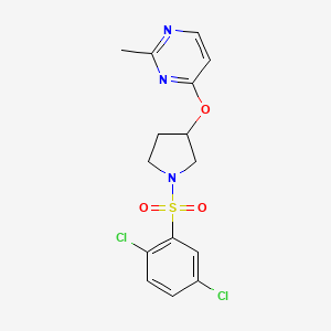 molecular formula C15H15Cl2N3O3S B2719987 4-{[1-(2,5-Dichlorobenzenesulfonyl)pyrrolidin-3-yl]oxy}-2-methylpyrimidine CAS No. 2034318-76-6