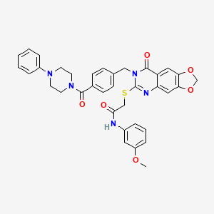 N-(3-methoxyphenyl)-2-((8-oxo-7-(4-(4-phenylpiperazine-1-carbonyl)benzyl)-7,8-dihydro-[1,3]dioxolo[4,5-g]quinazolin-6-yl)thio)acetamide
