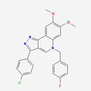 molecular formula C25H19ClFN3O2 B2720006 3-(4-氯苯基)-5-(4-氟苄基)-7,8-二甲氧基-5H-嘧啶并[4,3-c]喹啉 CAS No. 866809-73-6