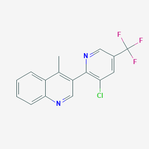 molecular formula C16H10ClF3N2 B2720015 3-[3-Chloro-5-(trifluoromethyl)-2-pyridinyl]-4-methylquinoline CAS No. 882747-53-7