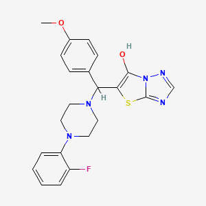 molecular formula C22H22FN5O2S B2720016 5-((4-(2-氟苯基)哌嗪-1-基)(4-甲氧基苯基)甲基)噻唑并[3,2-b][1,2,4]三唑-6-醇 CAS No. 868219-84-5