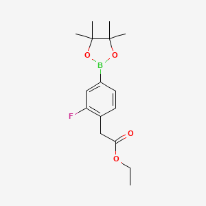 molecular formula C16H22BFO4 B2720022 2-氟-4-(4,4,5,5-四甲基-1,3,2-二氧硼杂环戊烷-2-基)-苯乙酸, 乙酯 CAS No. 1351500-37-2
