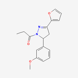 1-(3-(furan-2-yl)-5-(3-methoxyphenyl)-4,5-dihydro-1H-pyrazol-1-yl)propan-1-one