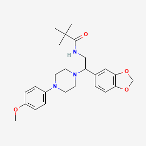 molecular formula C25H33N3O4 B2720043 N-(2-(benzo[d][1,3]dioxol-5-yl)-2-(4-(4-methoxyphenyl)piperazin-1-yl)ethyl)pivalamide CAS No. 896358-58-0