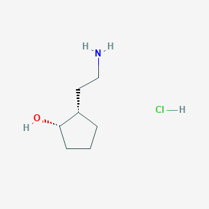 molecular formula C7H16ClNO B2720050 (1S,2S)-2-(2-Aminoethyl)cyclopentan-1-ol;hydrochloride CAS No. 2411178-13-5