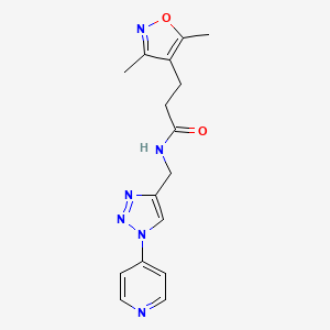 molecular formula C16H18N6O2 B2720060 3-(3,5-二甲基异噁唑-4-基)-N-((1-(吡啶-4-基)-1H-1,2,3-三唑-4-基)甲基)丙酰胺 CAS No. 2034227-66-0