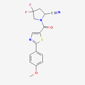 molecular formula C16H13F2N3O2S B2720076 4,4-Difluoro-1-[2-(4-methoxyphenyl)-1,3-thiazole-5-carbonyl]pyrrolidine-2-carbonitrile CAS No. 2418706-66-6