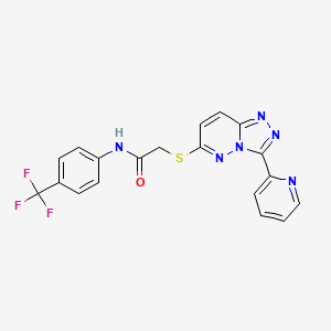 molecular formula C19H13F3N6OS B2720080 2-((3-(pyridin-2-yl)-[1,2,4]triazolo[4,3-b]pyridazin-6-yl)thio)-N-(4-(trifluoromethyl)phenyl)acetamide CAS No. 868967-65-1