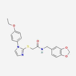 molecular formula C21H21N3O4S B2720084 N-(1,3-benzodioxol-5-ylmethyl)-2-{[1-(4-ethoxyphenyl)-1H-imidazol-2-yl]thio}acetamide CAS No. 851132-67-7
