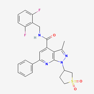 molecular formula C25H22F2N4O3S B2720099 N-(2,6-difluorobenzyl)-1-(1,1-dioxidotetrahydrothiophen-3-yl)-3-methyl-6-phenyl-1H-pyrazolo[3,4-b]pyridine-4-carboxamide CAS No. 1021224-15-6