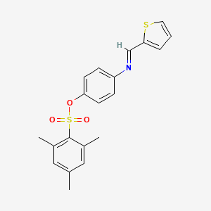 molecular formula C20H19NO3S2 B2720128 [4-(Thiophen-2-ylmethylideneamino)phenyl] 2,4,6-trimethylbenzenesulfonate CAS No. 329778-37-2