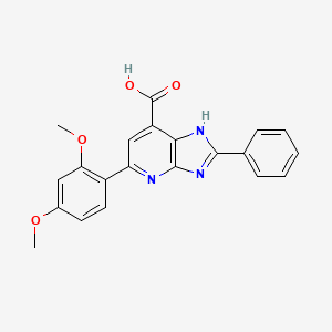 molecular formula C21H17N3O4 B2720136 5-(2,4-dimethoxyphenyl)-2-phenyl-3H-imidazo[4,5-b]pyridine-7-carboxylic acid CAS No. 1021083-26-0