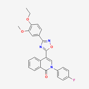 molecular formula C26H20FN3O4 B2720149 4-[3-(4-ethoxy-3-methoxyphenyl)-1,2,4-oxadiazol-5-yl]-2-(4-fluorophenyl)isoquinolin-1(2H)-one CAS No. 1326888-19-0