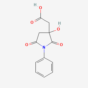 molecular formula C12H11NO5 B2720161 (3-Hydroxy-2,5-dioxo-1-phenylpyrrolidin-3-yl)acetic acid CAS No. 698984-25-7