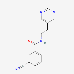 molecular formula C14H12N4O B2720164 3-cyano-N-(2-(pyrimidin-5-yl)ethyl)benzamide CAS No. 2034602-88-3