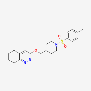 molecular formula C21H27N3O3S B2720166 3-[[1-(4-Methylphenyl)sulfonylpiperidin-4-yl]methoxy]-5,6,7,8-tetrahydrocinnoline CAS No. 2380067-28-5
