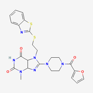 7-[2-(1,3-benzothiazol-2-ylsulfanyl)ethyl]-8-[4-(furan-2-carbonyl)piperazin-1-yl]-3-methyl-2,3,6,7-tetrahydro-1H-purine-2,6-dione