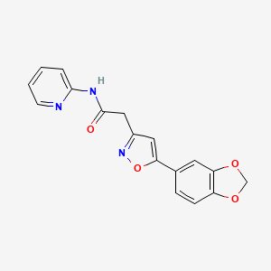 molecular formula C17H13N3O4 B2720177 2-(5-(benzo[d][1,3]dioxol-5-yl)isoxazol-3-yl)-N-(pyridin-2-yl)acetamide CAS No. 1171313-33-9