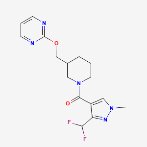 molecular formula C16H19F2N5O2 B2720180 [3-(Difluoromethyl)-1-methylpyrazol-4-yl]-[3-(pyrimidin-2-yloxymethyl)piperidin-1-yl]methanone CAS No. 2380056-19-7