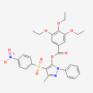 molecular formula C29H29N3O9S B2720191 3-甲基-4-((4-硝基苯基)磺酰)-1-苯基-1H-吡唑-5-基 3,4,5-三乙氧基苯甲酸酯 CAS No. 851094-06-9