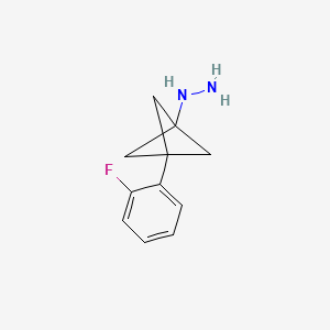 molecular formula C11H13FN2 B2720196 [3-(2-Fluorophenyl)-1-bicyclo[1.1.1]pentanyl]hydrazine CAS No. 2287315-19-7