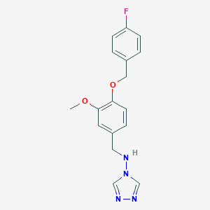 molecular formula C17H17FN4O2 B272020 N-{4-[(4-fluorobenzyl)oxy]-3-methoxybenzyl}-4H-1,2,4-triazol-4-amine 