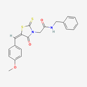 molecular formula C20H18N2O3S2 B2720202 N-苄基-2-[(5E)-5-[(4-甲氧基苯基)甲亚甲基]-4-氧代-2-硫代-1,3-噻唑烷-3-基]乙酰胺 CAS No. 303026-19-9