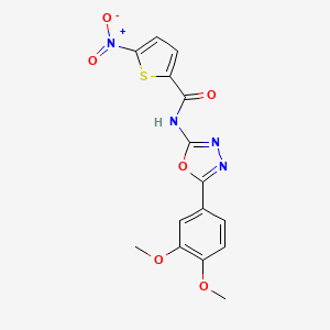 molecular formula C15H12N4O6S B2720205 N-[5-(3,4-二甲氧基苯基)-1,3,4-噁二唑-2-基]-5-硝基噻吩-2-甲酰胺 CAS No. 922916-38-9