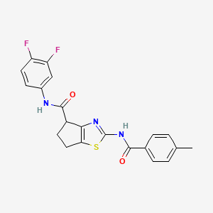 molecular formula C21H17F2N3O2S B2720207 N-(3,4-difluorophenyl)-2-(4-methylbenzamido)-5,6-dihydro-4H-cyclopenta[d]thiazole-4-carboxamide CAS No. 941880-18-8