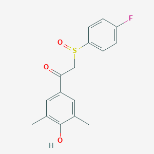 molecular formula C16H15FO3S B2720211 2-[(4-Fluorophenyl)sulfinyl]-1-(4-hydroxy-3,5-dimethylphenyl)-1-ethanone CAS No. 339100-37-7