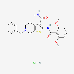 molecular formula C24H26ClN3O4S B2720221 6-Benzyl-2-(2,6-dimethoxybenzamido)-4,5,6,7-tetrahydrothieno[2,3-c]pyridine-3-carboxamide hydrochloride CAS No. 1177608-22-8