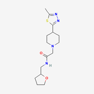 molecular formula C15H24N4O2S B2720225 2-(4-(5-甲基-1,3,4-噻二唑-2-基)哌啶-1-基)-N-((四氢呋喃-2-基)甲基)乙酰胺 CAS No. 1323566-22-8