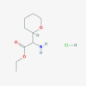molecular formula C9H18ClNO3 B2720227 Ethyl 2-amino-2-(oxan-2-yl)acetate;hydrochloride CAS No. 2287266-73-1