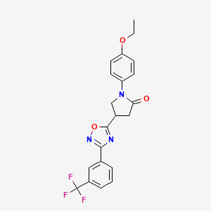 molecular formula C21H18F3N3O3 B2720229 1-(4-Ethoxyphenyl)-4-{3-[3-(trifluoromethyl)phenyl]-1,2,4-oxadiazol-5-yl}-2-pyrrolidinone CAS No. 941998-05-6