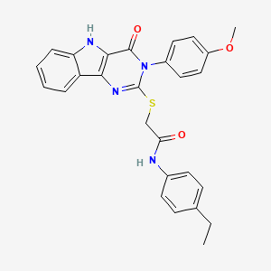 N-(4-ethylphenyl)-2-[[3-(4-methoxyphenyl)-4-oxo-5H-pyrimido[5,4-b]indol-2-yl]sulfanyl]acetamide