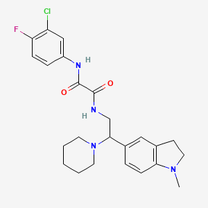 N1-(3-chloro-4-fluorophenyl)-N2-(2-(1-methylindolin-5-yl)-2-(piperidin-1-yl)ethyl)oxalamide