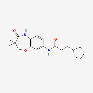 molecular formula C19H26N2O3 B2720246 3-cyclopentyl-N-(3,3-dimethyl-4-oxo-2,3,4,5-tetrahydrobenzo[b][1,4]oxazepin-8-yl)propanamide CAS No. 921834-91-5