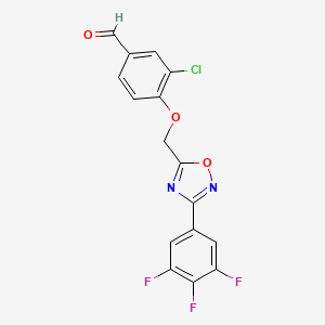 molecular formula C16H8ClF3N2O3 B2720261 3-Chloro-4-{[3-(3,4,5-trifluorophenyl)-1,2,4-oxadiazol-5-yl]methoxy}benzaldehyde CAS No. 1808592-42-8