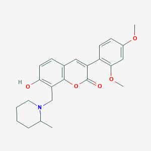 molecular formula C24H27NO5 B2720268 3-(2,4-二甲氧苯基)-7-羟基-8-((2-甲基哌嗪-1-基)甲基)-2H-香豆素-2-酮 CAS No. 859668-53-4