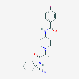 molecular formula C22H29FN4O2 B2720277 N-[1-[1-[(1-Cyanocyclohexyl)amino]-1-oxopropan-2-yl]piperidin-4-yl]-4-fluorobenzamide CAS No. 1050795-39-5