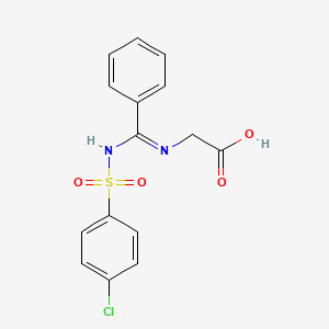 molecular formula C15H13ClN2O4S B2720283 N-[(Z)-{[(4-chlorophenyl)sulfonyl]imino}(phenyl)methyl]glycine CAS No. 324771-15-5