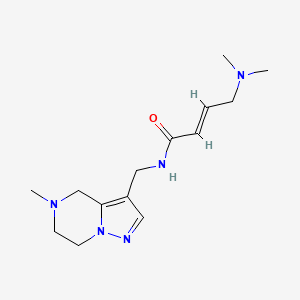 molecular formula C14H23N5O B2720287 (E)-4-(Dimethylamino)-N-[(5-methyl-6,7-dihydro-4H-pyrazolo[1,5-a]pyrazin-3-yl)methyl]but-2-enamide CAS No. 2411335-89-0