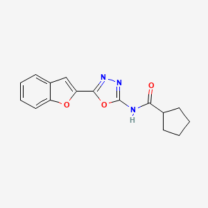 molecular formula C16H15N3O3 B2720289 N-(5-(benzofuran-2-yl)-1,3,4-oxadiazol-2-yl)cyclopentanecarboxamide CAS No. 1207036-24-5