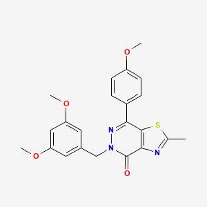molecular formula C22H21N3O4S B2720293 5-(3,5-二甲氧基苯基甲基)-7-(4-甲氧基苯基)-2-甲基噻唑并[4,5-d]吡啶-4(5H)-酮 CAS No. 941949-45-7