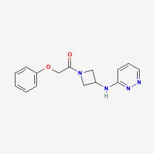 molecular formula C15H16N4O2 B2720302 2-Phenoxy-1-{3-[(pyridazin-3-yl)amino]azetidin-1-yl}ethan-1-one CAS No. 2097917-57-0